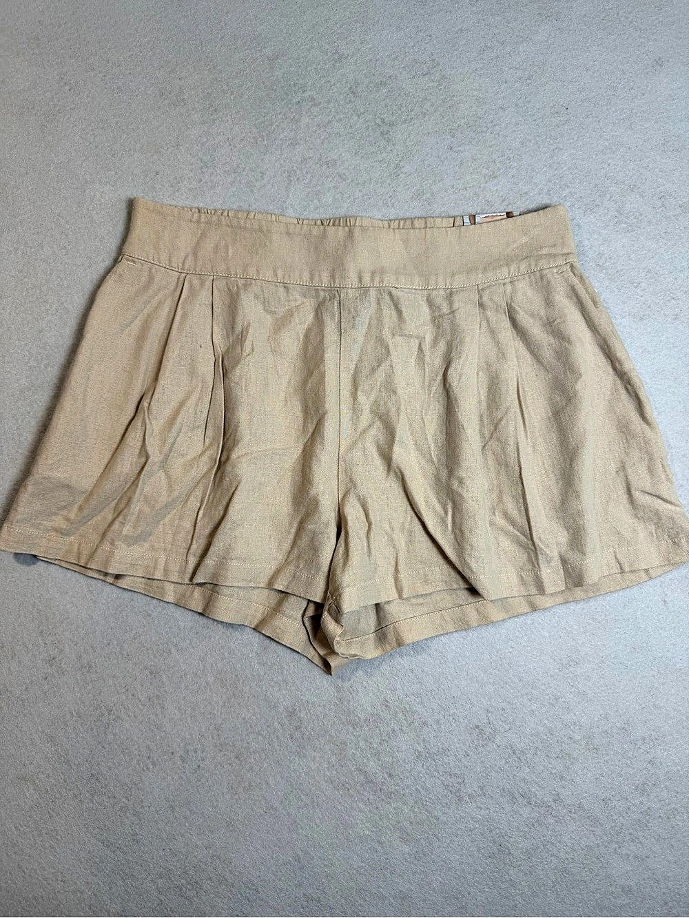 Rewash Linen Trouser Short Linen Blend High Waist Shorts in Beige Size XL NWT